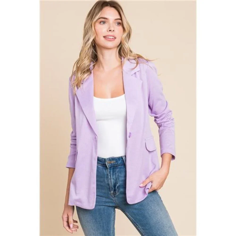 NWT Culture Code Button Up Long Sleeve Slit Blazer in Orchid - Picture 1 of 4